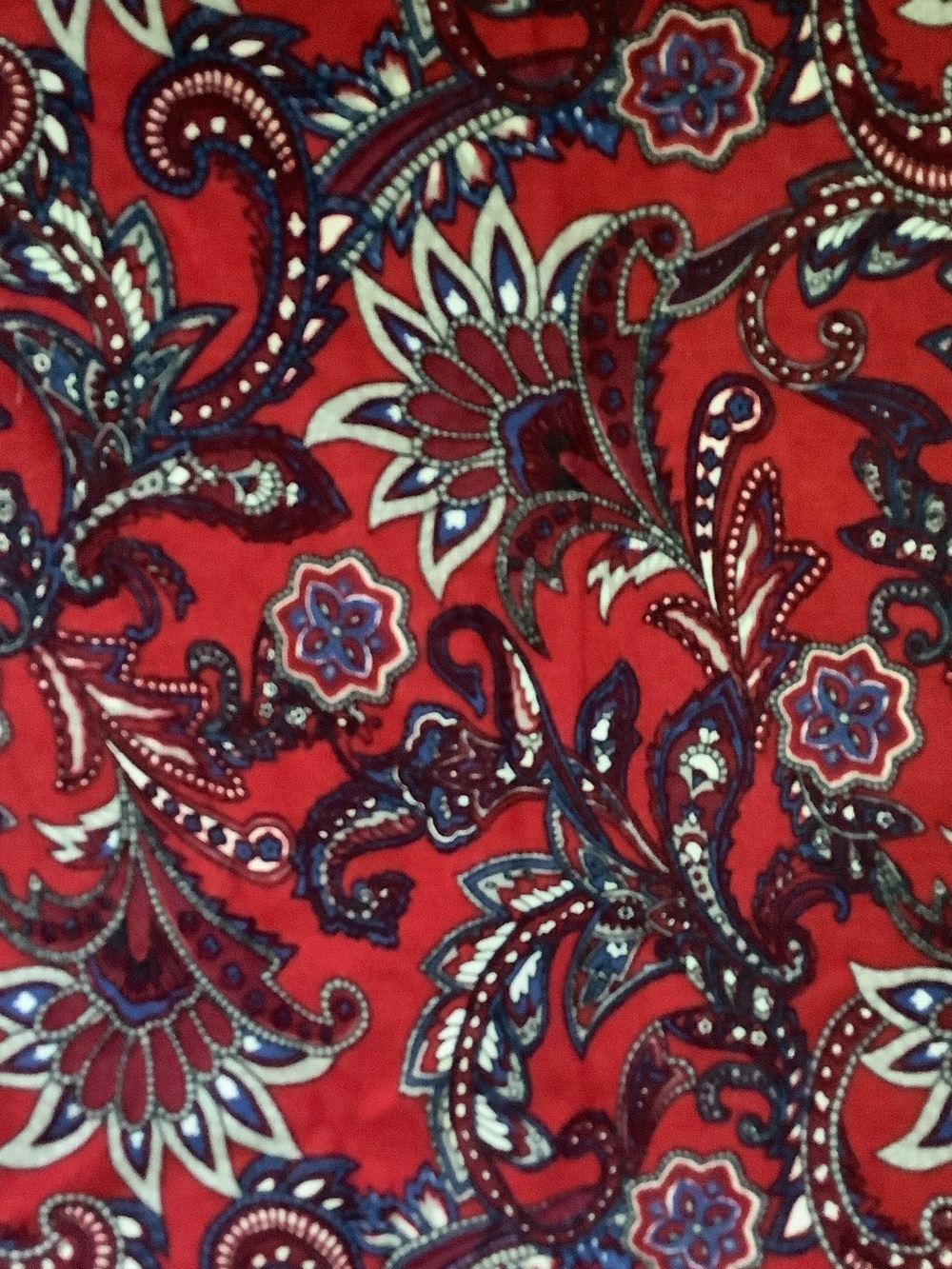 Rafaella Red Paisley Long Sleeve Scoop Neck Top - Picture 4 of 8